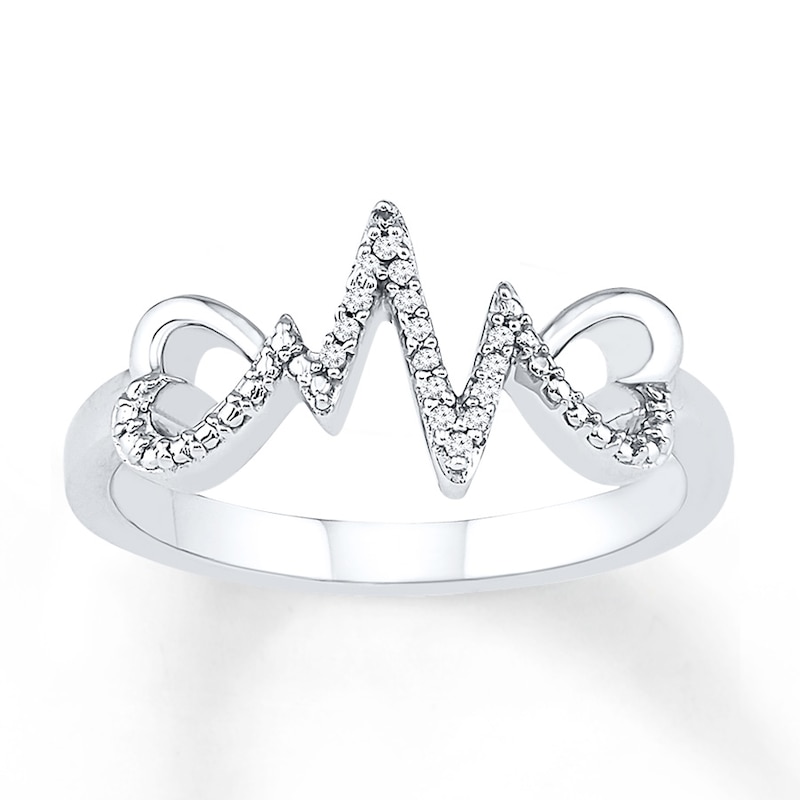Main Image 1 of Heartbeat Ring 1/15 ct tw Diamonds Sterling Silver