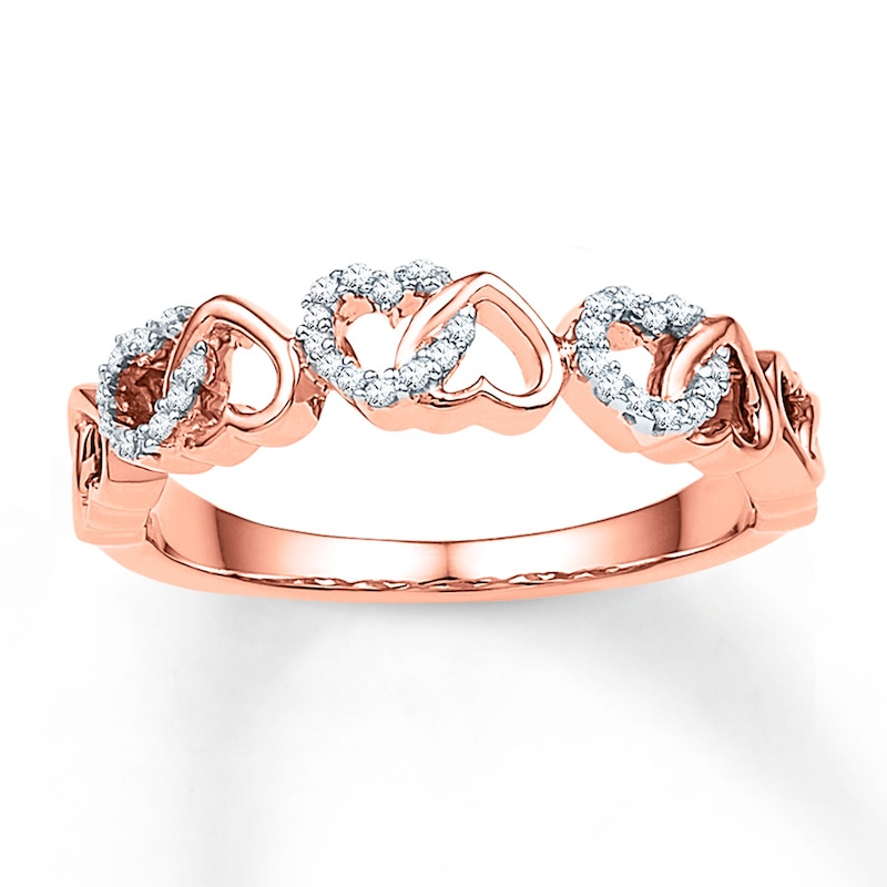 Main Image 1 of Heart Ring 1/10 ct tw Diamonds 10K Rose Gold