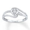 Thumbnail Image 1 of Diamond Heart Halo Swirl Promise Ring 1/10 ct tw 10K White Gold