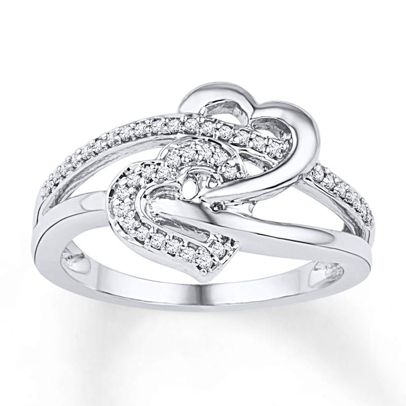 Main Image 1 of Diamond Heart Promise Ring 1/6 ct tw 10K White Gold