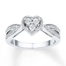 Diamond Accent Heart Promise Ring 10K White Gold