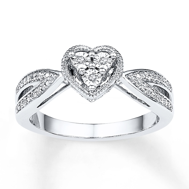 Main Image 1 of Diamond Accent Heart Promise Ring 10K White Gold