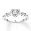 Thumbnail Image 1 of Diamond Heart Halo Promise Ring 1/8 ct tw 10K White Gold