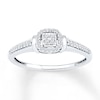 Thumbnail Image 1 of Diamond Quad Cushion Halo Promise Ring 1/6 ct tw 10K White Gold