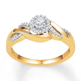Diamond Halo Promise Ring 1/6 ct tw 10K Yellow Gold