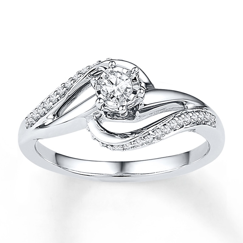 Main Image 1 of Diamond Split Bypass Shank Promise Ring 1/5 ct tw Sterling Silver