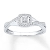 Thumbnail Image 1 of Diamond Cushion Halo Promise Ring 1/10 ct tw 10K White Gold