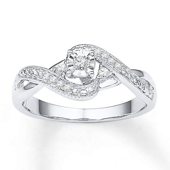 Diamond Bypass Promise Ring 1/10 ct tw 10K White Gold | Kay