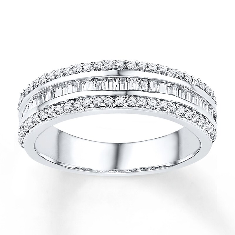 Main Image 1 of Now + Forever Diamond Anniversary Ring 1 ct tw Baguette-cut 10K White Gold