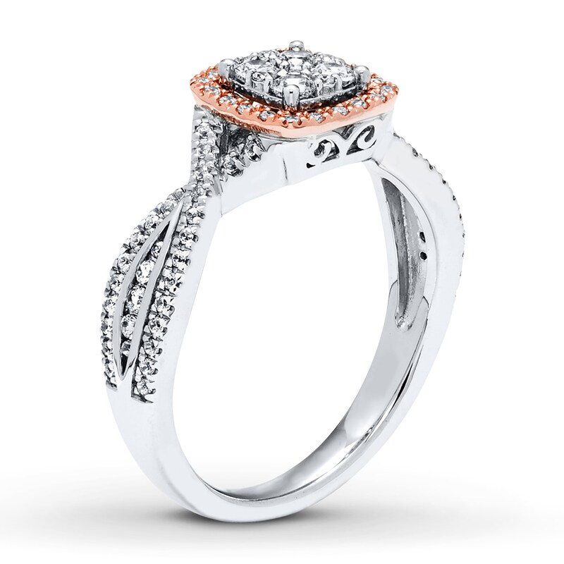 Main Image 2 of Diamond Ring 1/2 ct tw Round-cut 10K Two-Tone Gold