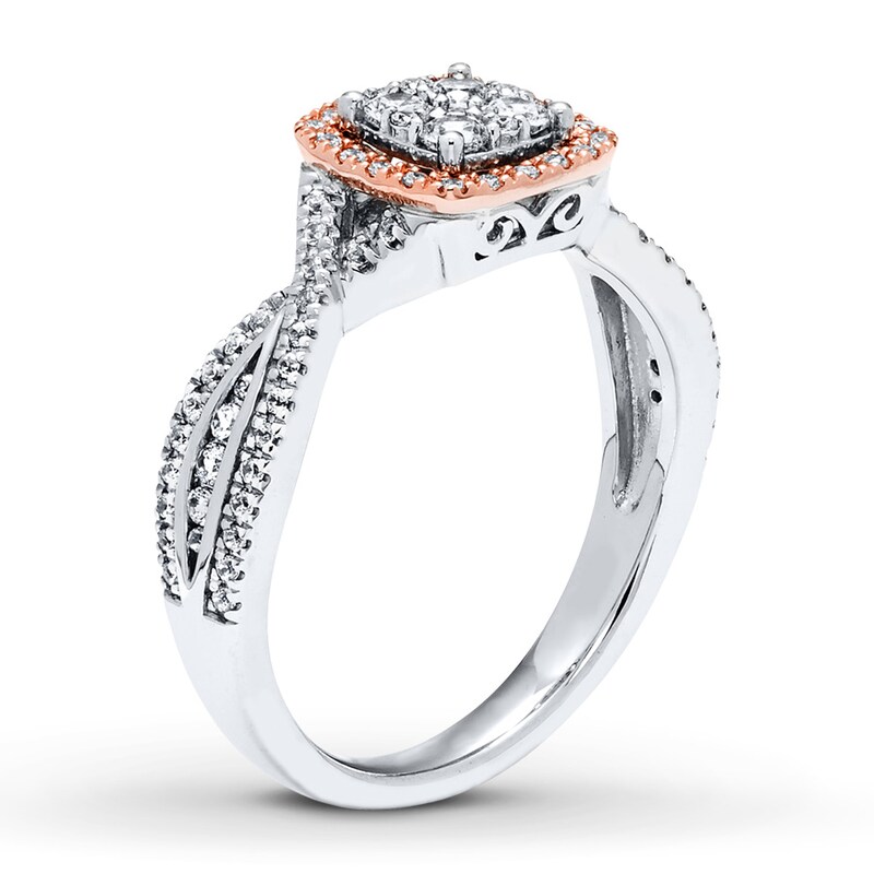 Diamond Ring 1/2 ct tw Round-cut 10K Two-Tone Gold