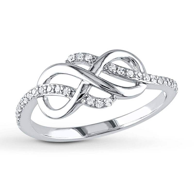 Infinity Ring 1/6 ct tw Diamonds 10K White Gold
