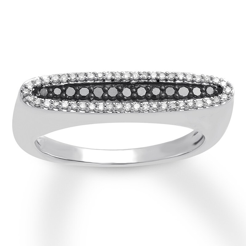 Black Diamond Flat Top Ring 1 4 Ct Tw Round Cut Sterling Silver 4 Ct Tw Round Cut Sterling Silver