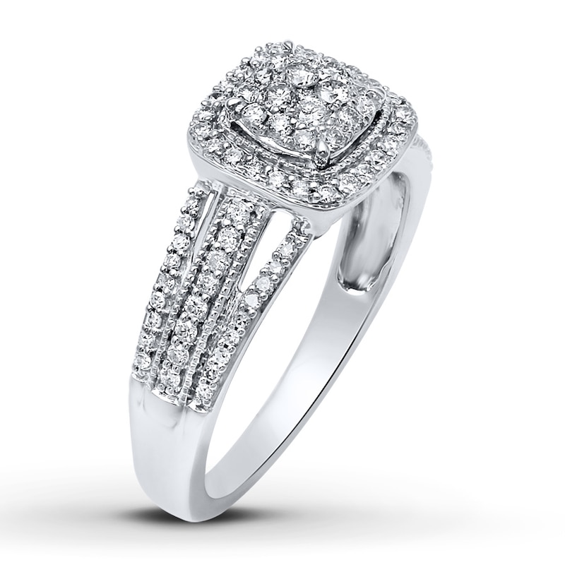 Diamond Ring 1/2 ct tw Round-cut 10K White Gold