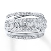 Thumbnail Image 0 of Diamond Ring 1 ct tw Round & Baguette-cut 14K White Gold