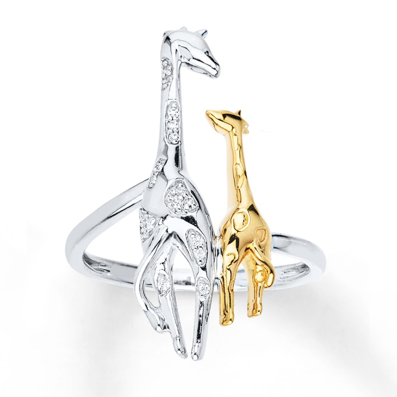 Main Image 1 of Giraffe Ring 1/20 ct tw Diamonds Sterling Silver & 10K Yellow Gold