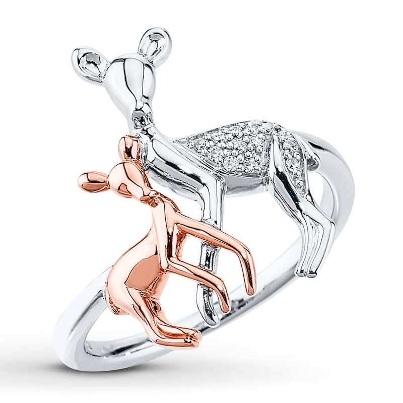 Main Image 1 of Deer Ring 1/20 ct tw Diamonds Sterling Silver & 10K Rose Gold