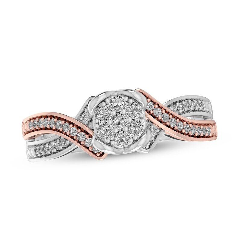 Diamond Ring 1/5 ct tw Sterling Silver & 10K Rose Gold