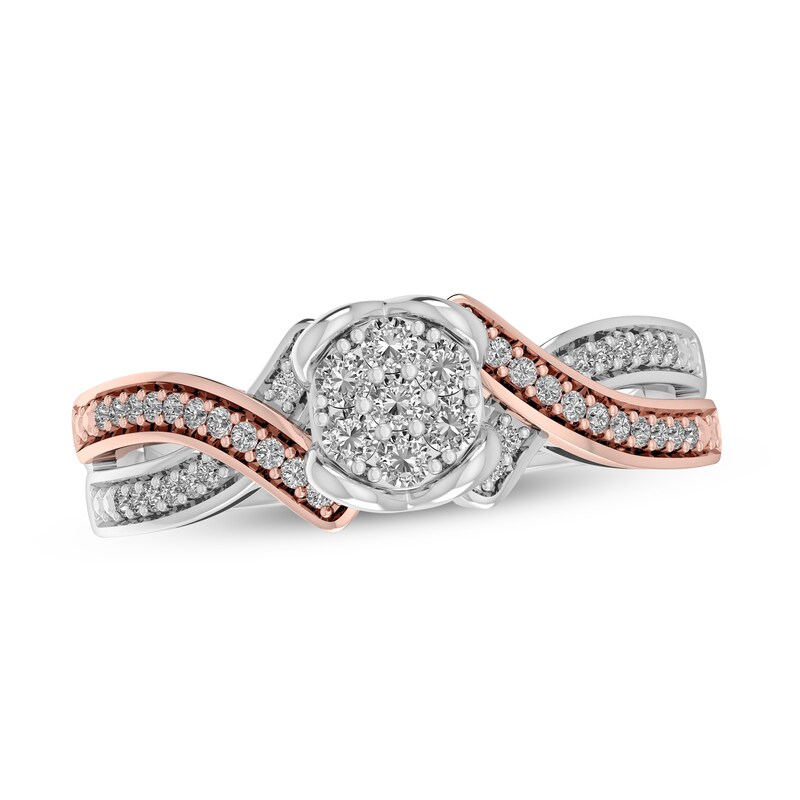 Diamond Heart Ring 1/5 ct tw Sterling Silver & 10K Rose Gold