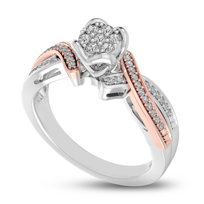 Diamond Ring 1/5 ct tw Sterling Silver & 10K Rose Gold
