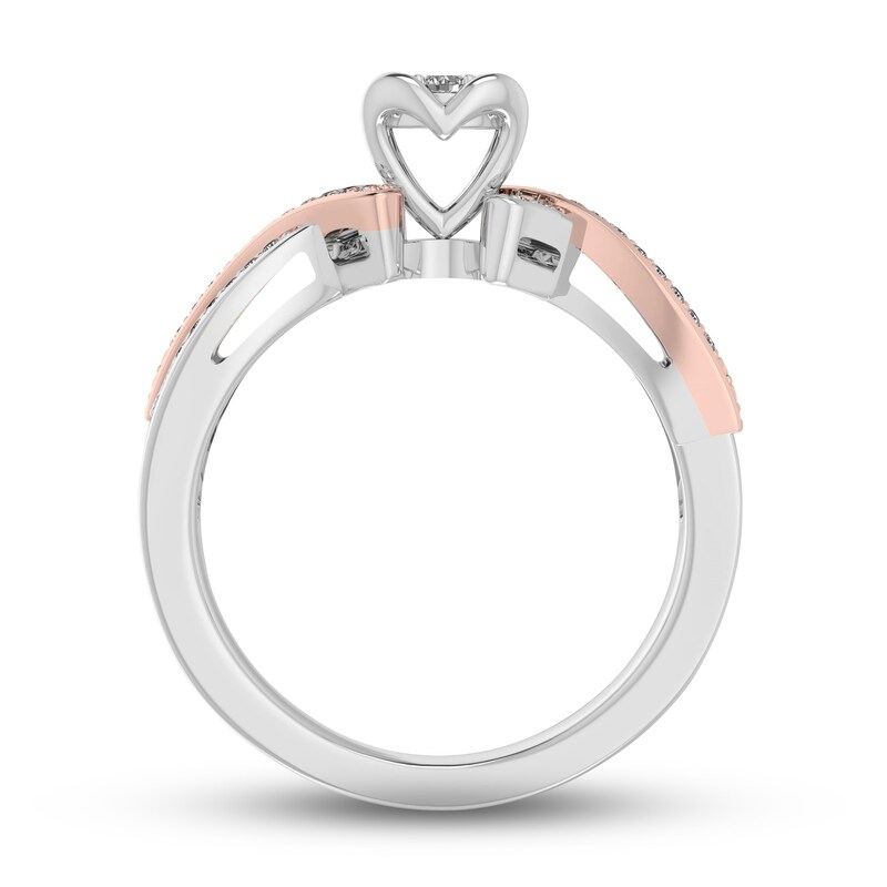 Diamond Heart Ring 1/5 ct tw Sterling Silver & 10K Rose Gold