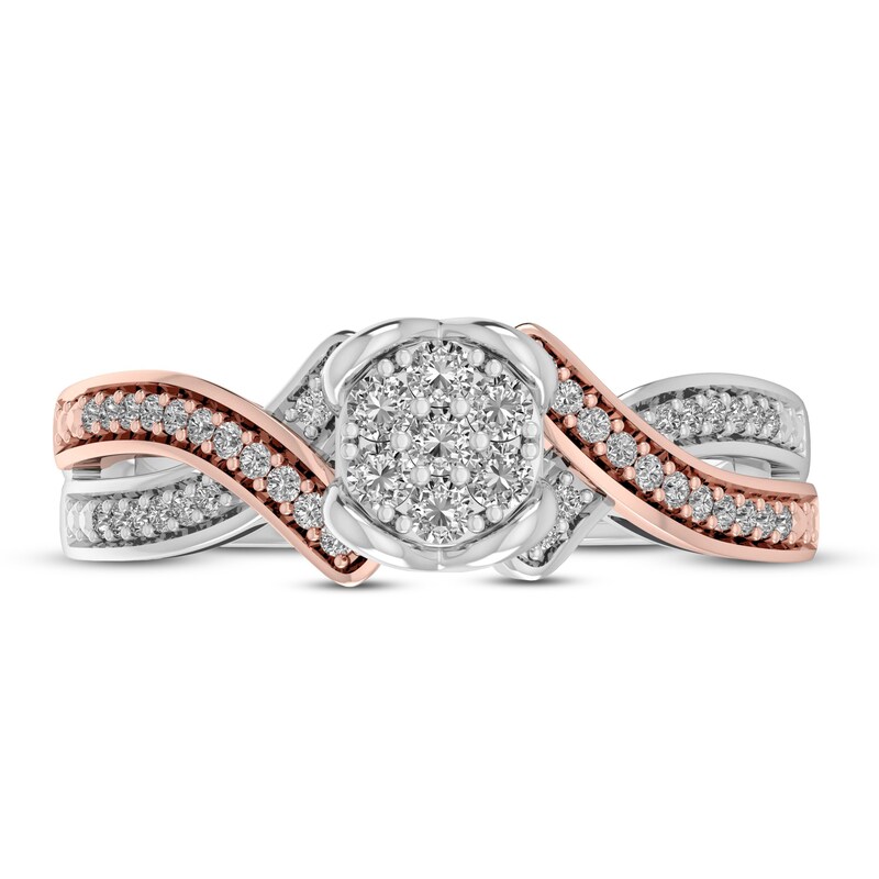 Diamond Heart Ring 1/5 ct tw Sterling Silver & 10K Rose Gold