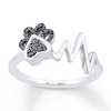 Thumbnail Image 1 of Paw & Heartbeat Ring 1/10 ct tw Diamonds Sterling Silver