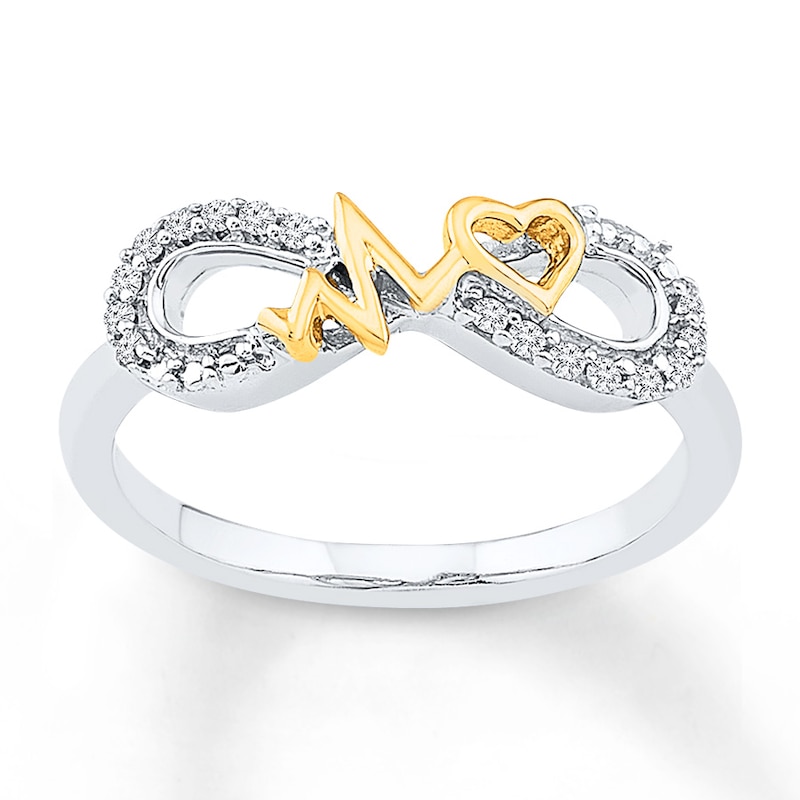 Diamond Infinity Ring 1/10 carat tw Sterling Silver & 10K Yellow Gold