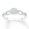 Thumbnail Image 1 of Diamond Halo Open Shank Promise Ring 1/5 ct tw 10K White Gold