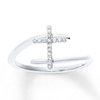 Thumbnail Image 0 of Diamond Cross Ring 1/15 ct tw Round-cut 10K White Gold