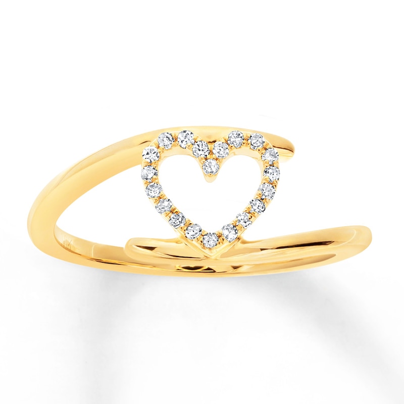 Diamond Heart Ring 1/10 ct tw Round-cut 10K Yellow Gold