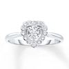Thumbnail Image 1 of Diamond Heart Scalloped Halo Promise Ring 1/8 ct tw 10K White Gold