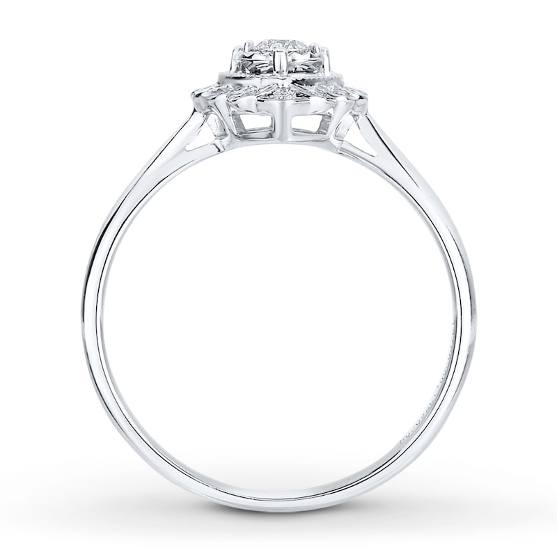 Main Image 2 of Diamond Heart Scalloped Halo Promise Ring 1/8 ct tw 10K White Gold