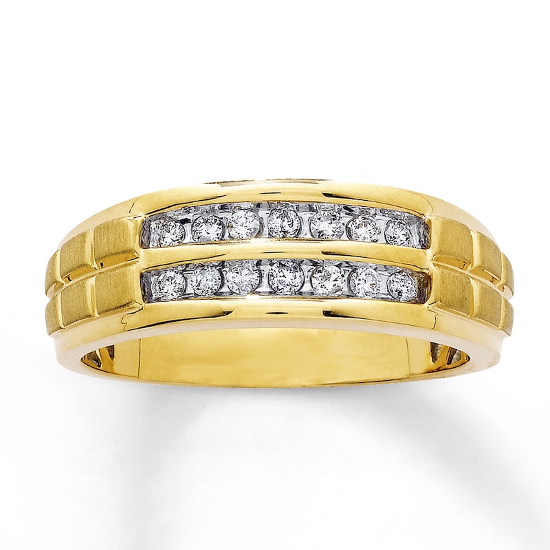 Men's Wedding Band 1/4 ct tw Diamonds Round-cut 10K Yellow Gold