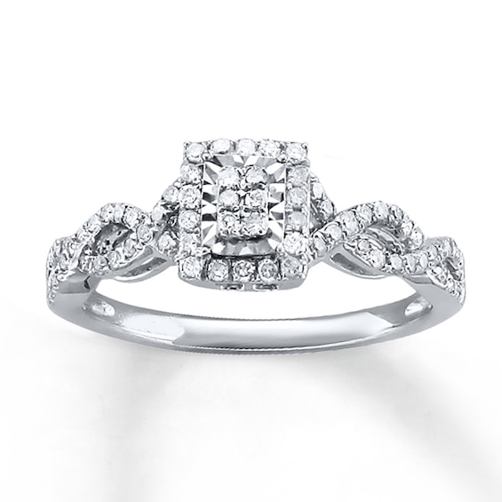 Diamond Ring 1/3 ct tw Round-cut 10K White Gold