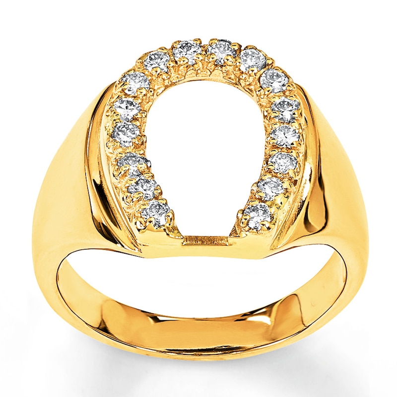 Main Image 1 of Men's Horseshoe Ring 3/8 ct tw Diamonds 14K Yellow Gold