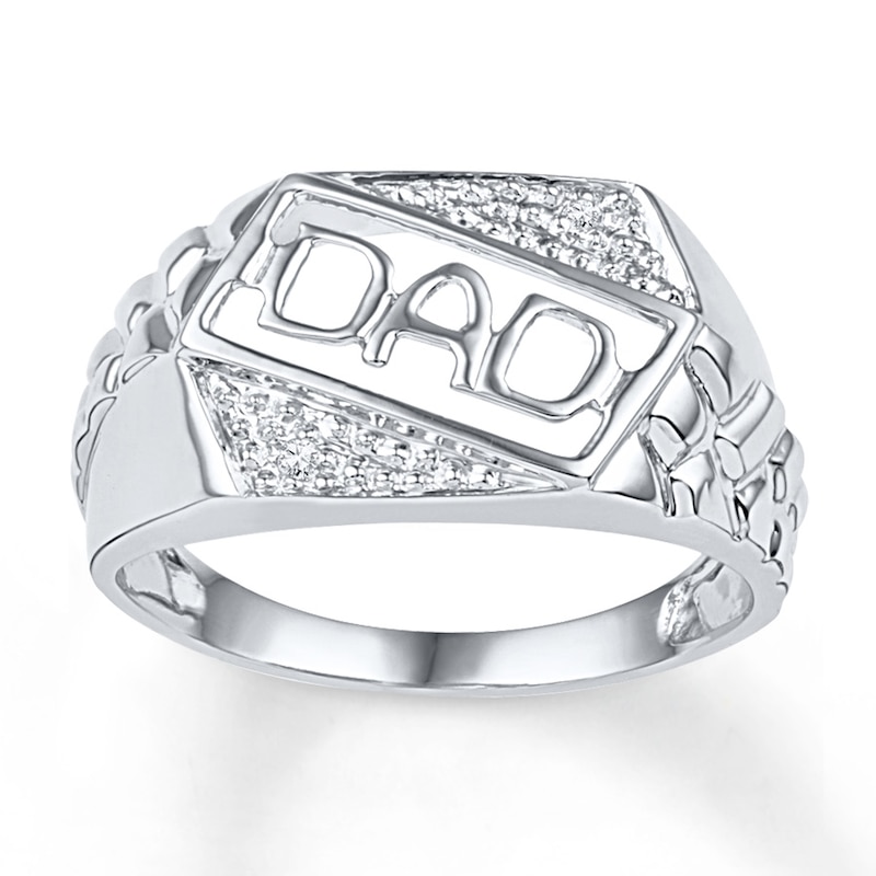 Round Cut Real Diamond DAD Ring 14K Gold Over Sterling Silver For Daddy Gift 1/10 Cttw 