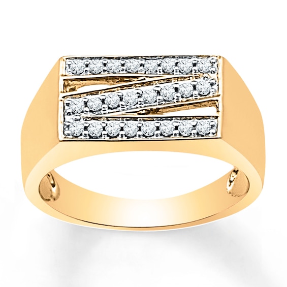 Men's Ring 1/4 ct tw Diamonds 10K Yellow Gold