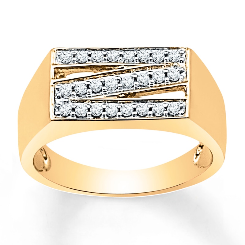 Main Image 1 of Men's Ring 1/4 ct tw Diamonds 10K Yellow Gold