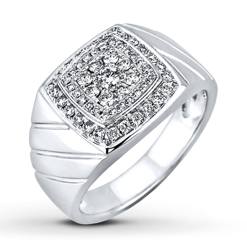 Main Image 1 of Men's Diamond Ring 5/8 ct tw Round-cut 14K White Gold