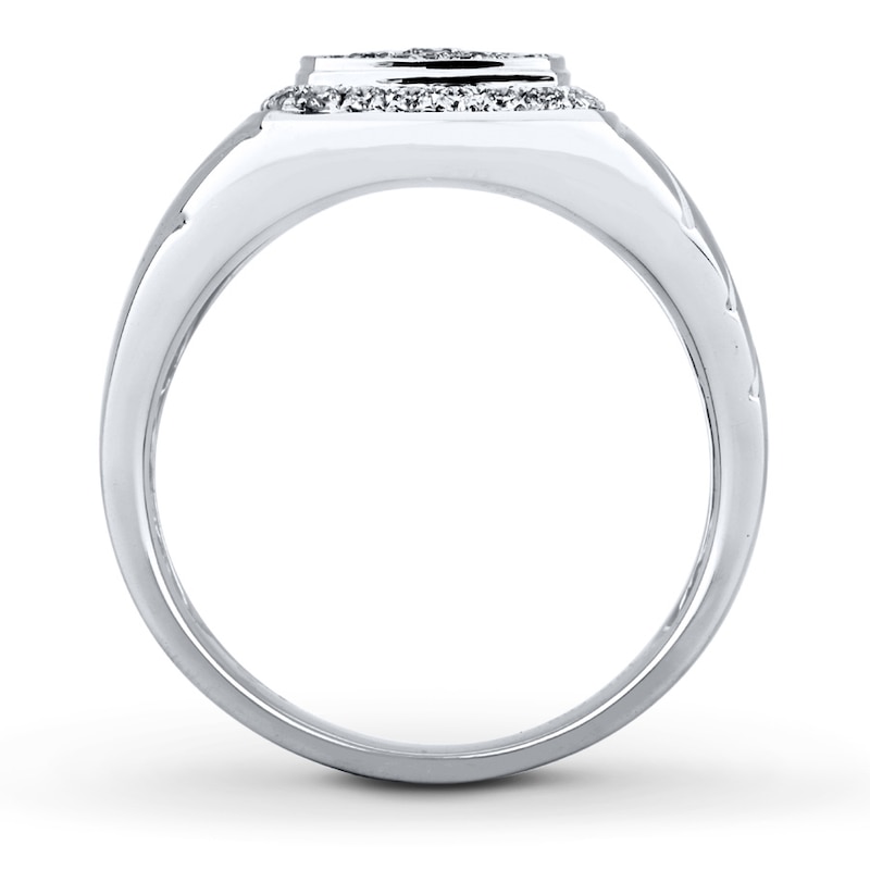 Main Image 2 of Men's Diamond Ring 5/8 ct tw Round-cut 14K White Gold