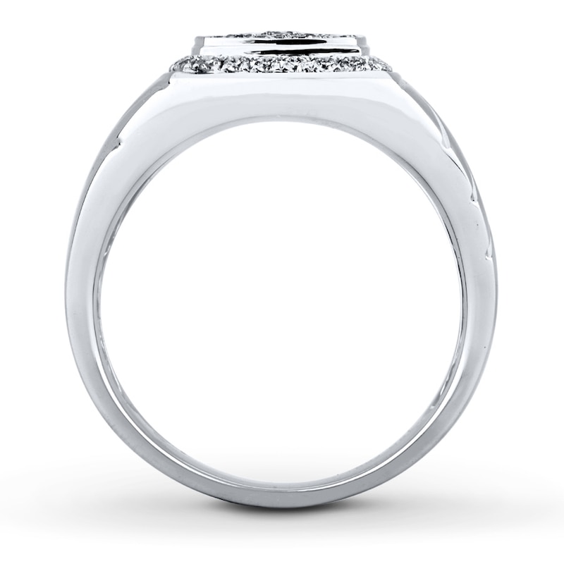 Men's Diamond Ring 5/8 ct tw Round-cut 14K White Gold