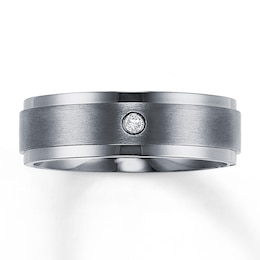 7mm Wedding Band Diamond Accent Titanium