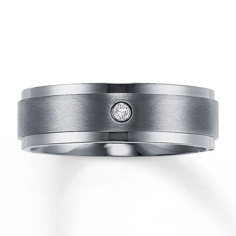 Main Image 1 of 7mm Wedding Band Diamond Accent Titanium