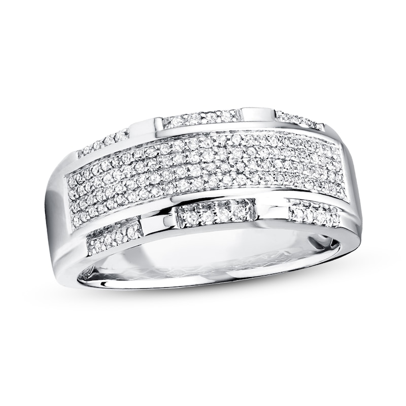 Men's Diamond Ring 1/2 ct tw Diamonds 10K White Gold