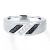 Thumbnail Image 0 of Men's Band 1/5 ct tw Black/White Diamonds 10K White Gold