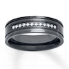 Thumbnail Image 1 of Men's 7mm Wedding Band 1/6 ct tw Diamonds Stainless Steel