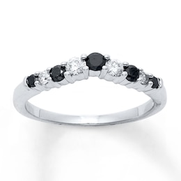 Now + Forever Diamond Enhancer Ring 3/8 ct tw Black/White 14K White Gold