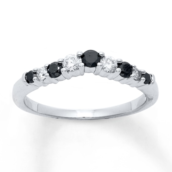 Now + Forever Diamond Enhancer Ring 3/8 ct tw Black/White 14K White Gold