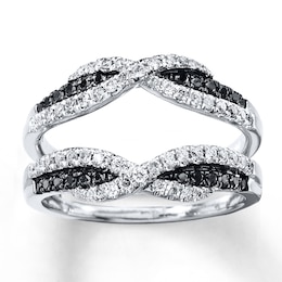 Now + Forever Black & White Diamonds 1/2 ct tw Enhancer Ring 14K White Gold